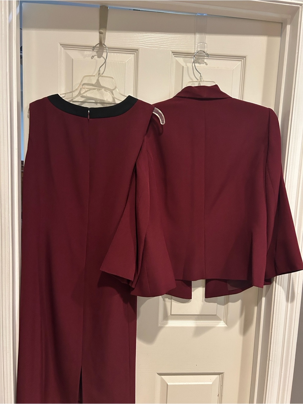 Kasper Burgundy Dress and Blazer Set with Black Trim - Picture 4 of 6